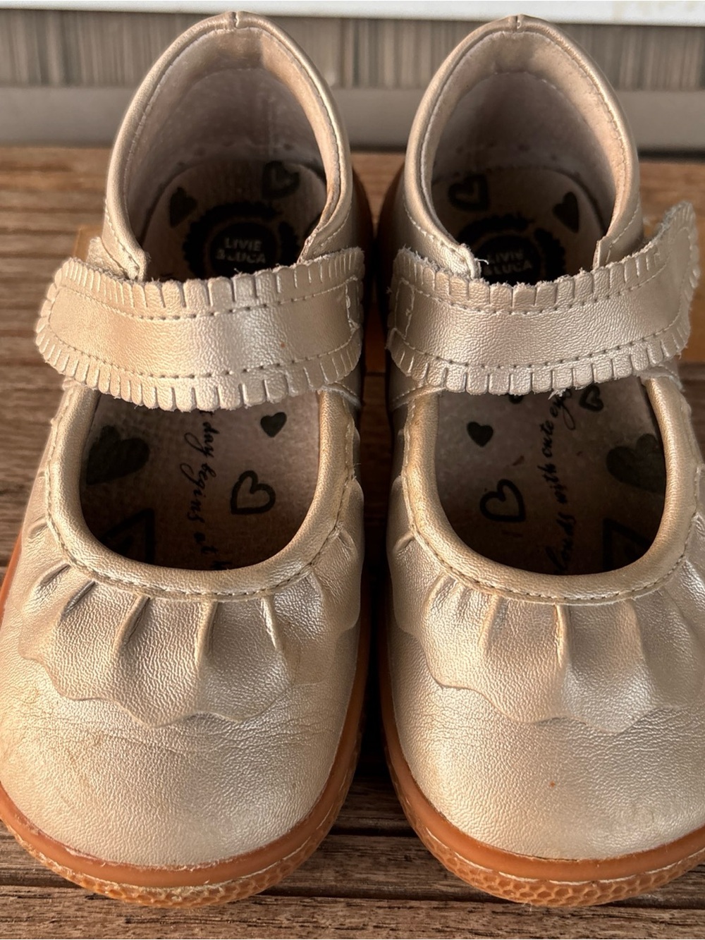 Kids Gold Metallic Mary Jane Shoes with Hook-and-Loop Strap 8 - Picture 8 of 12